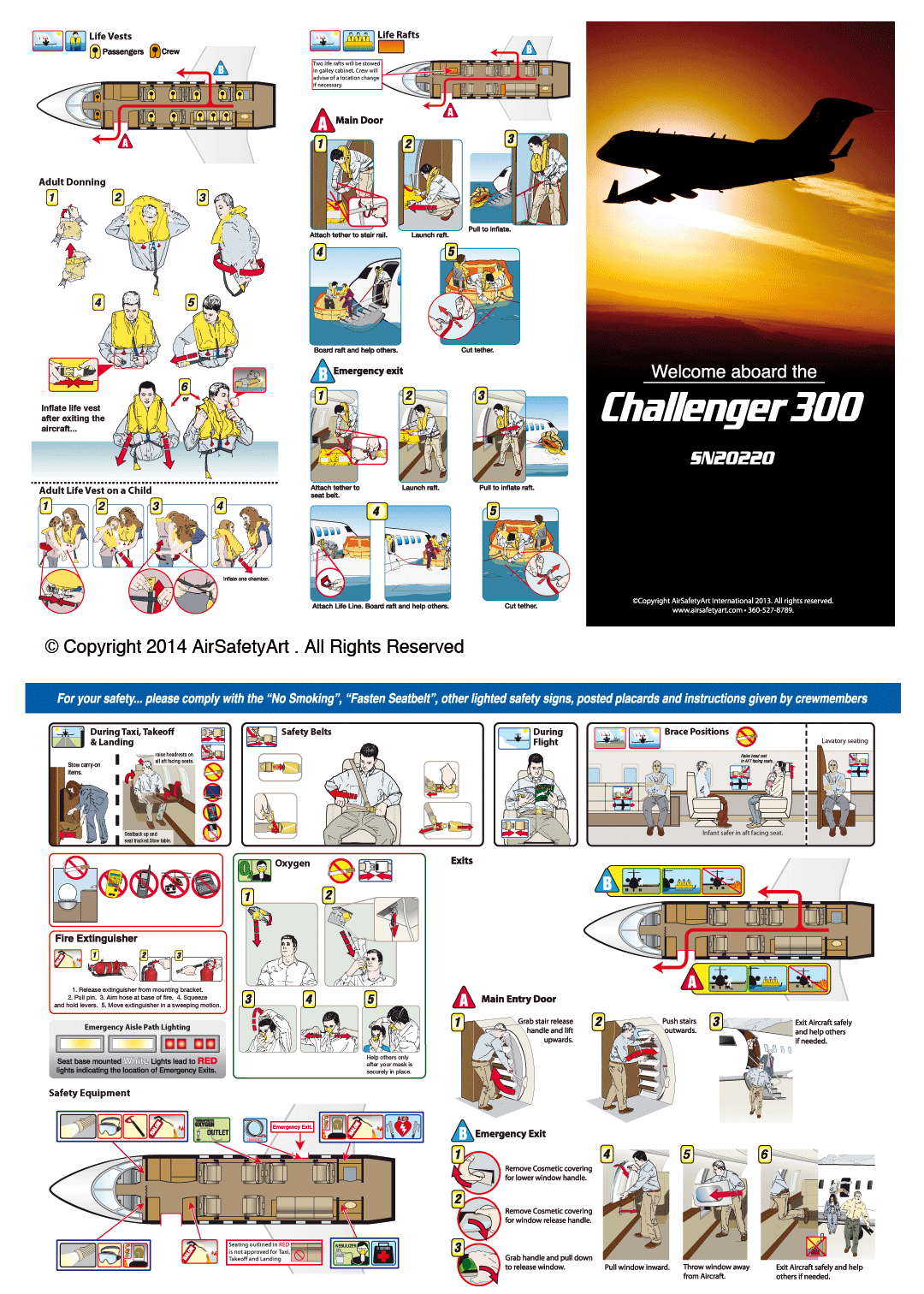 Bombardier Challenger 300 Safety Briefing Card - Air Safety Art ...