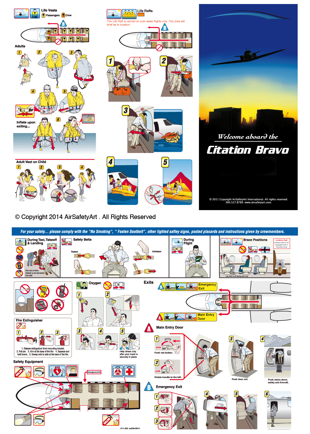 Cessna Citation Bravo Safety Briefing Card - Air Safety Art International