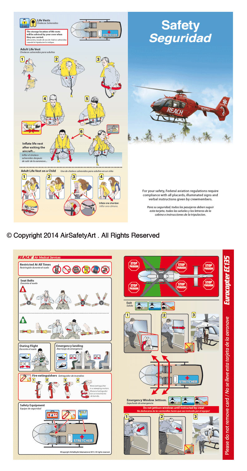 Eurocopter EC135 Safety Briefing Card - Air Safety Art International
